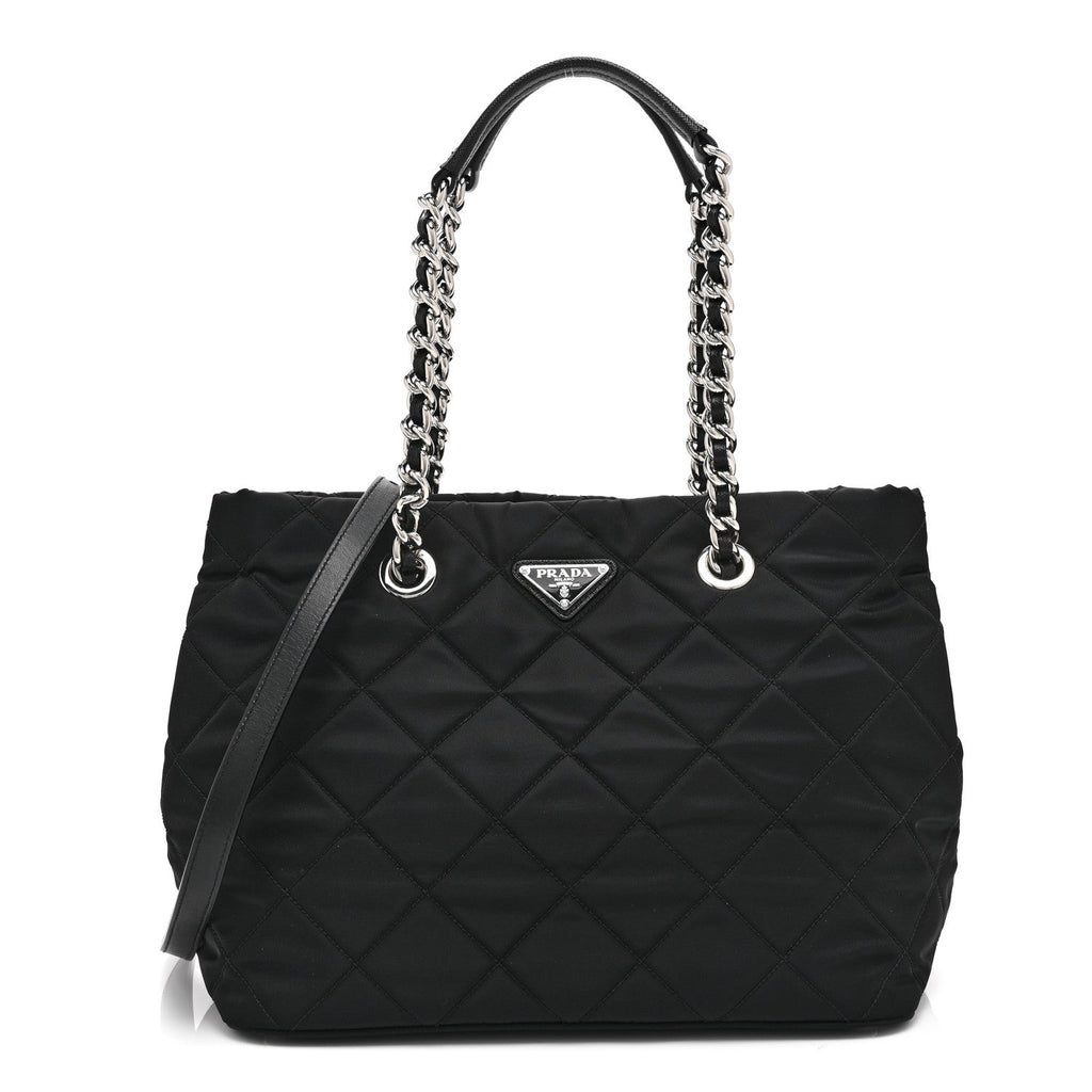 Nylon Tessuto Impuntu Quilted Tote Black
