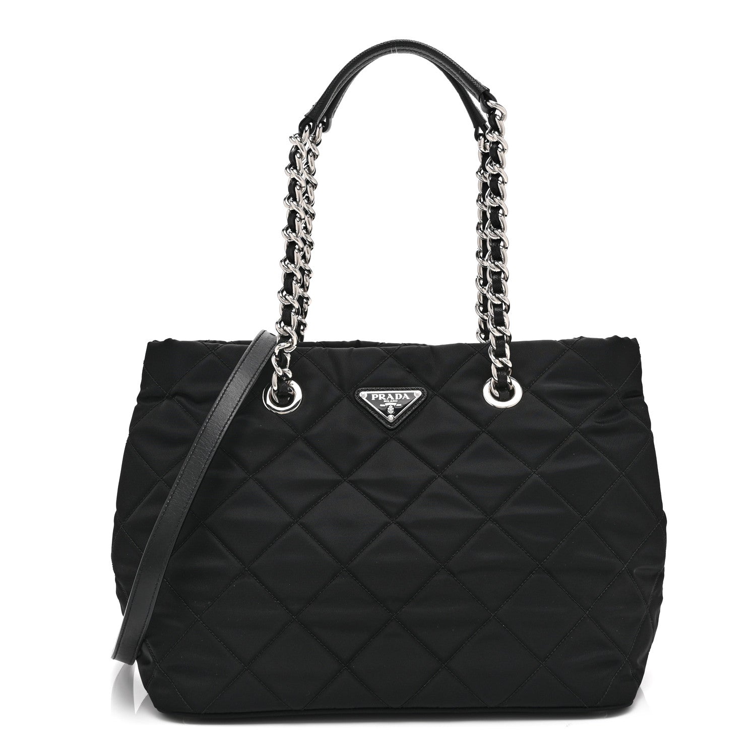 Nylon Tessuto Impuntu Quilted Tote Black