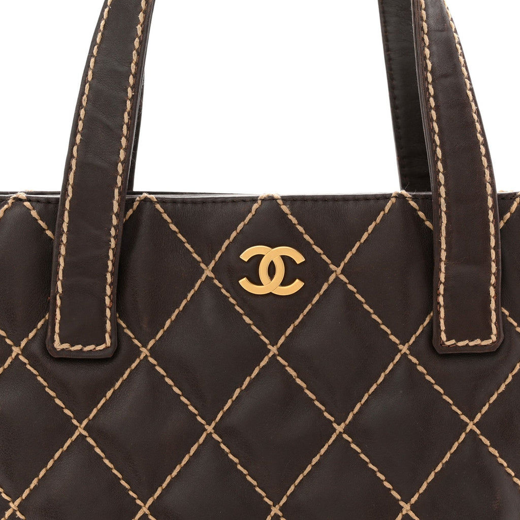 Calfskin Wild Stitch Tote Brown