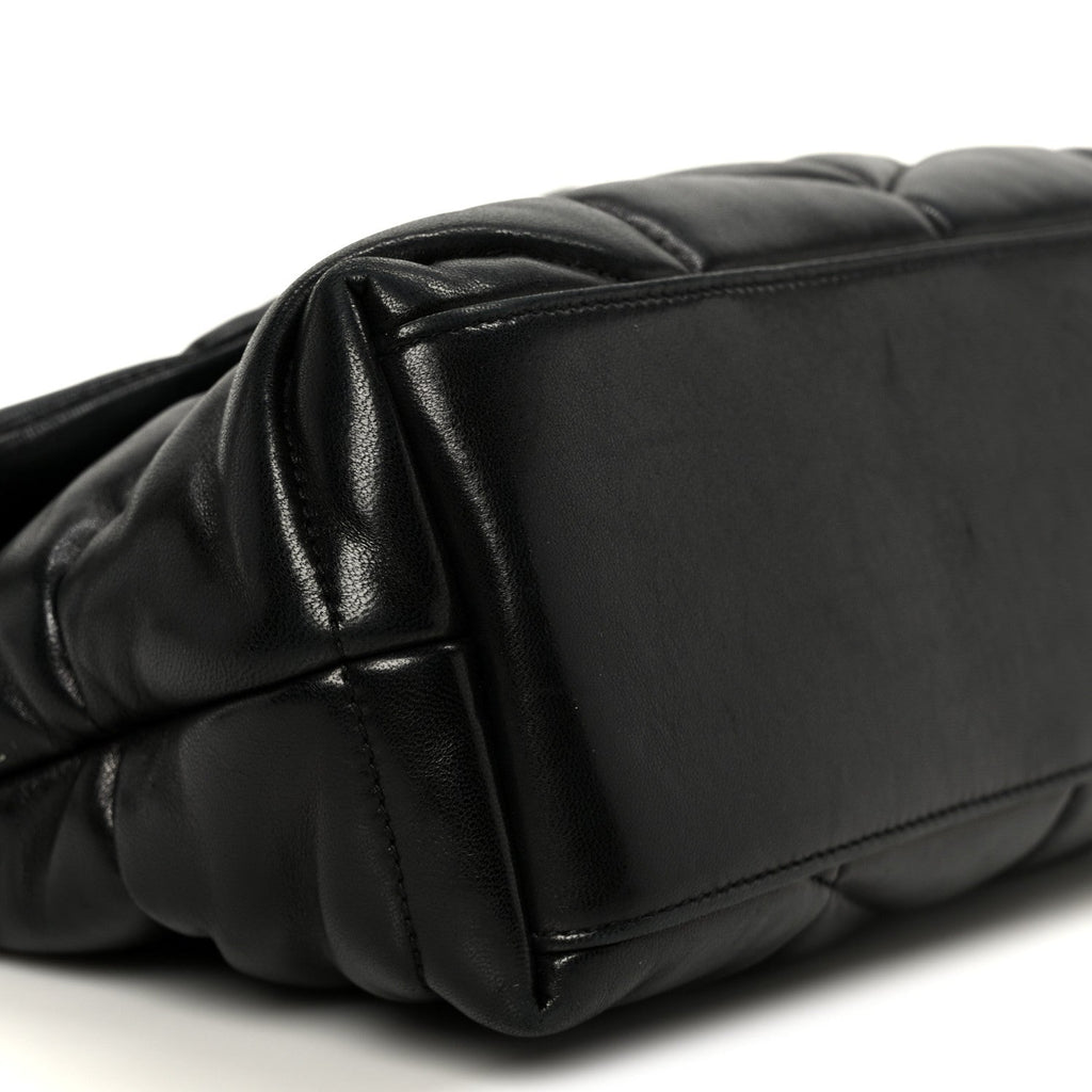Lambskin Quilted Small Loulou Puffer Monogram Chain Satchel Black