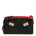 Calfskin Mini Hug Crossbody Bag Black Flame Red