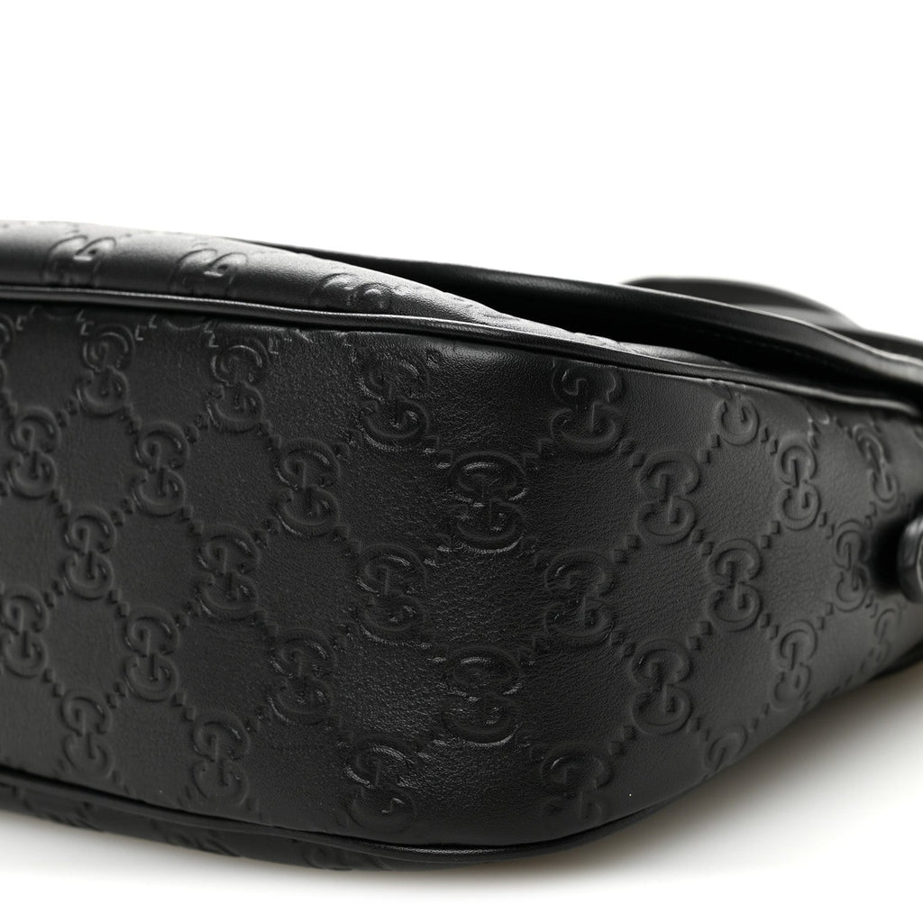 GG Calfskin Embossed Emblem Medium Arabella Bag Black Black