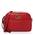 Calfskin Matelasse Medium GG Marmont Chain Shoulder Bag Hibiscus Red