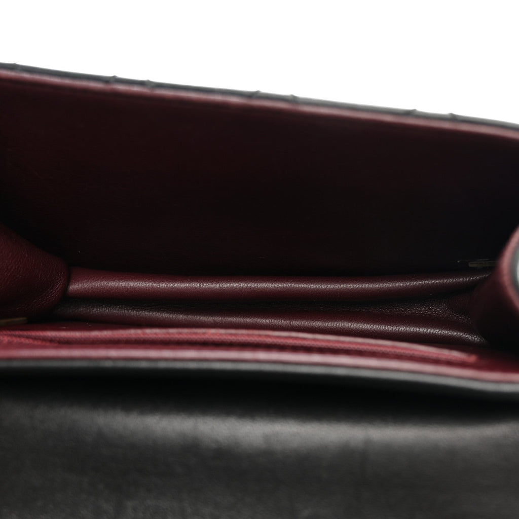 Sheepskin Quilted Mini Beauty Lock Flap Black