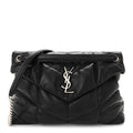 Lambskin Quilted Medium Loulou Puffer Monogram Chain Satchel Black