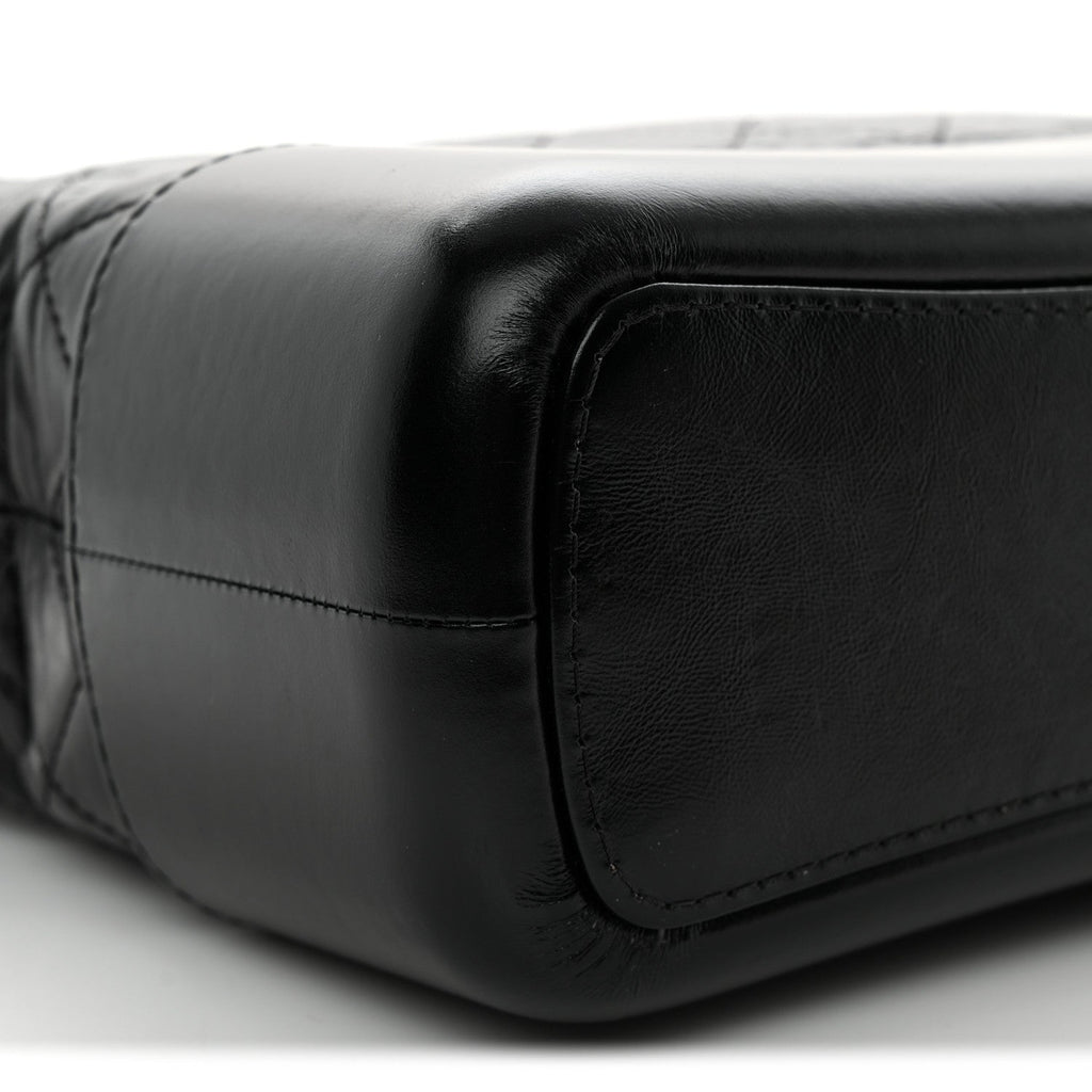 Aged Calfskin Quilted Medium Gabrielle Hobo Black