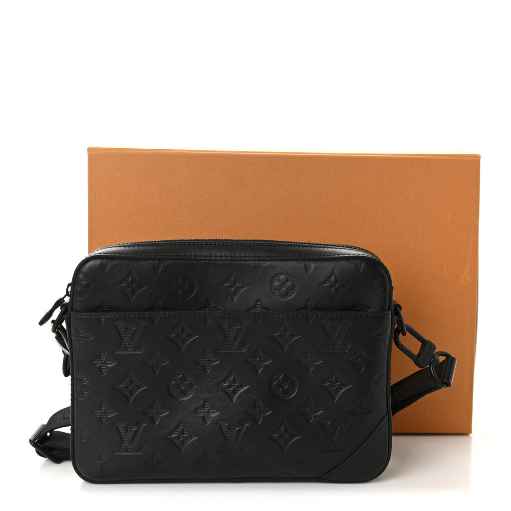Calfskin Monogram Shadow Duo Messenger Black