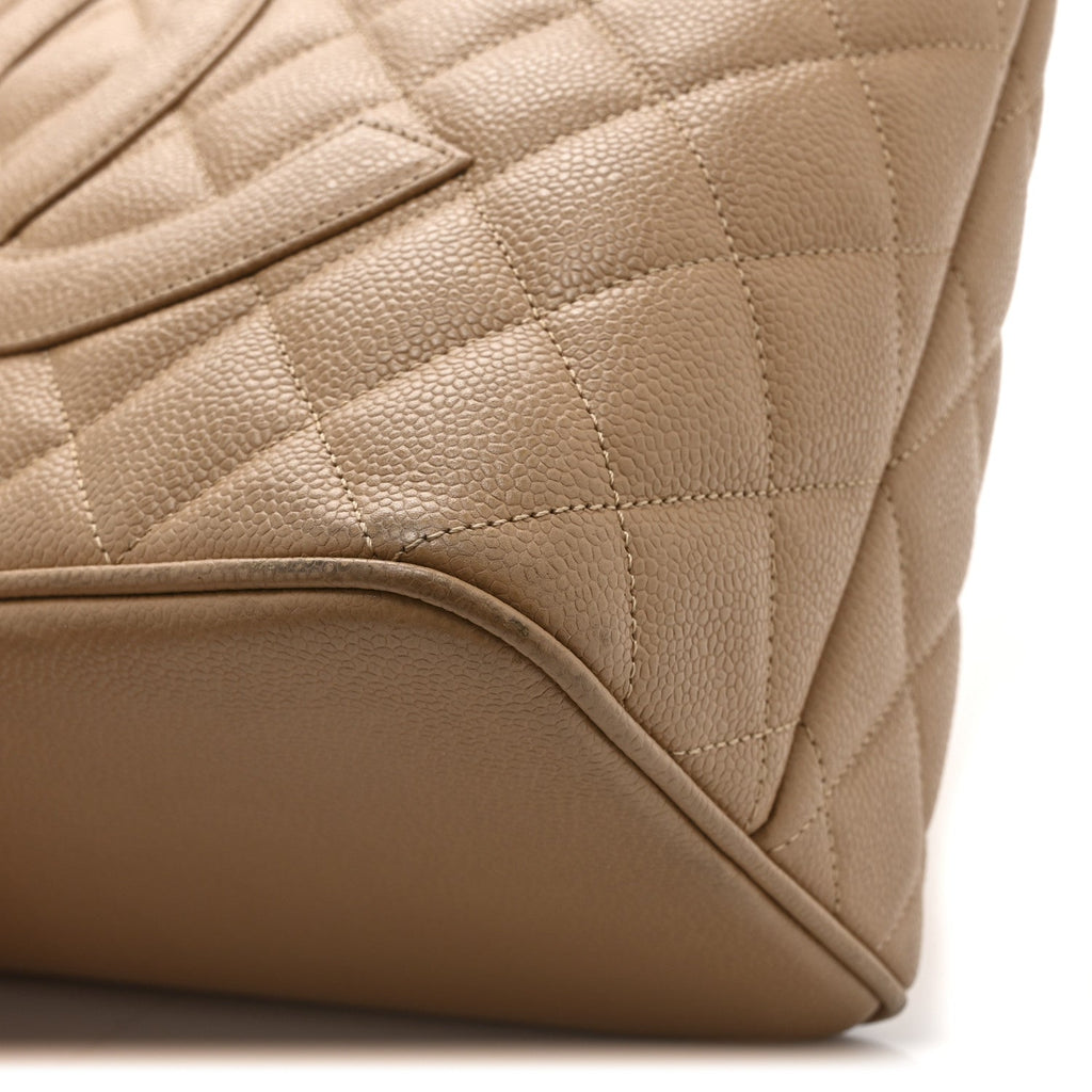 Caviar Quilted Medallion Tote Beige