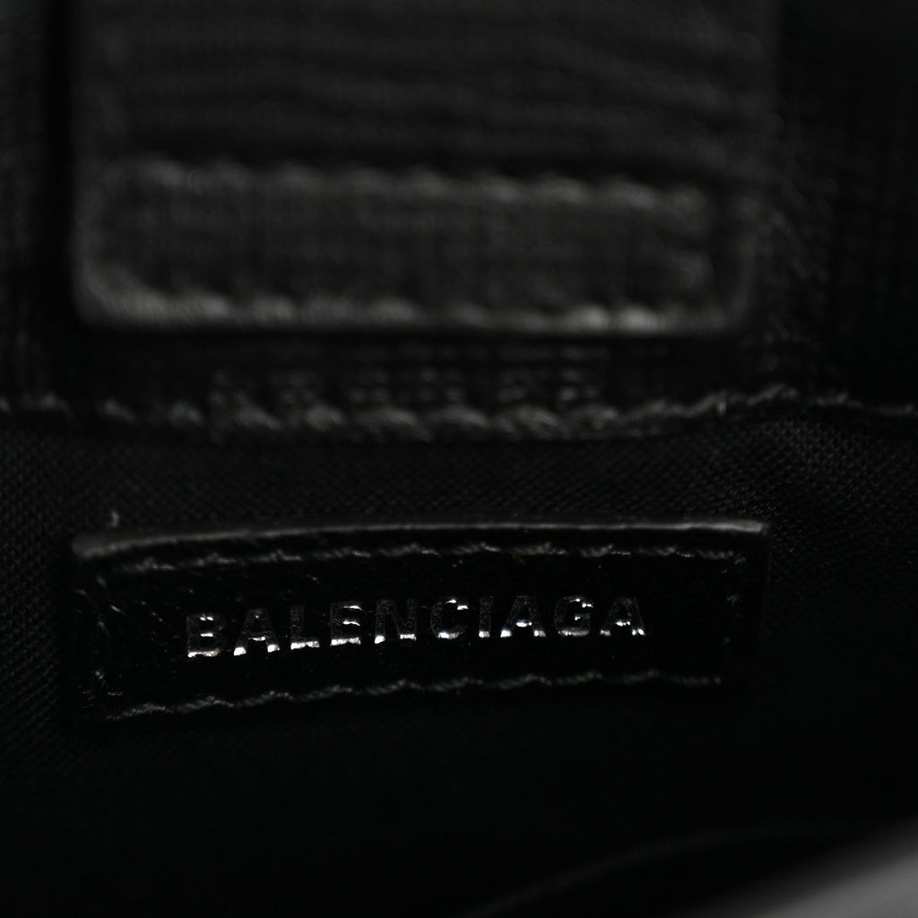 Squared Calfskin Logo Shopping Phone Holder Bag Black