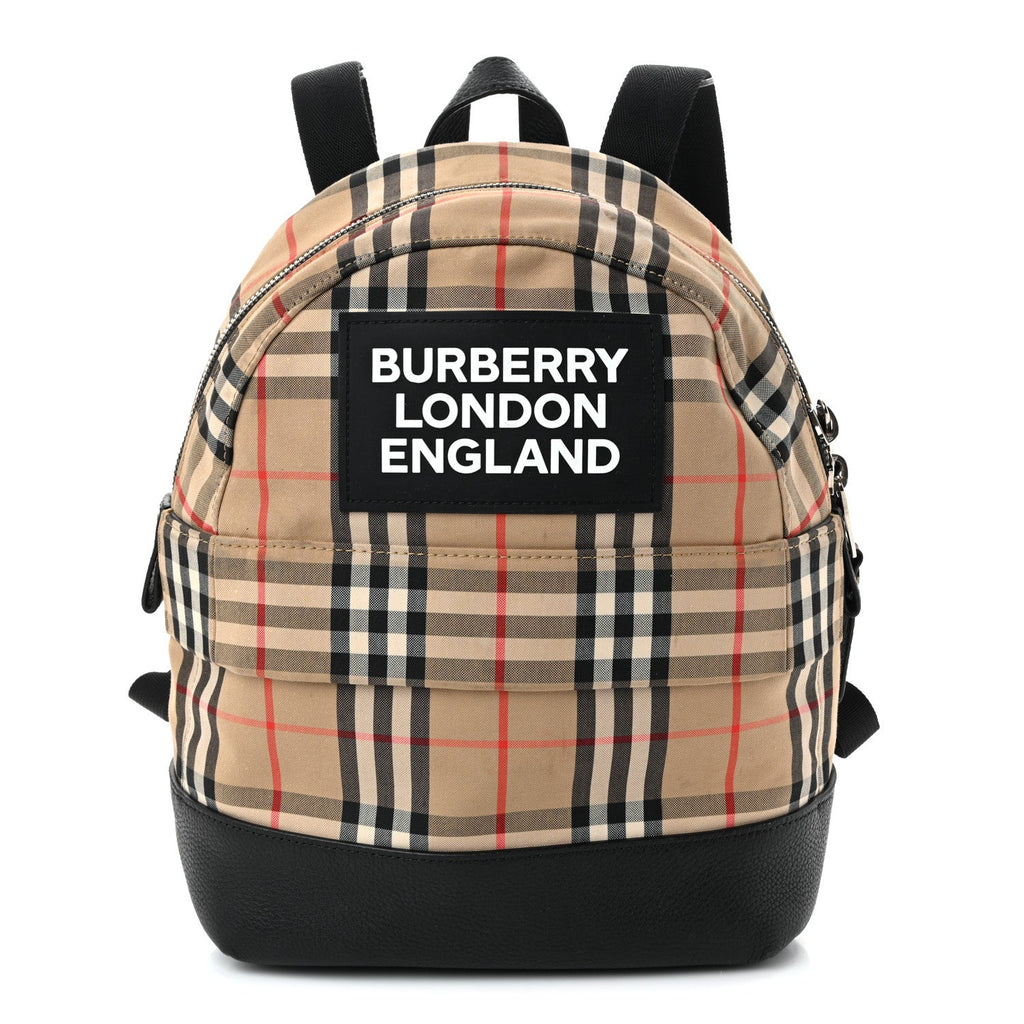 House Check Canvas Calfskin Small Nico Backpack Archive Beige