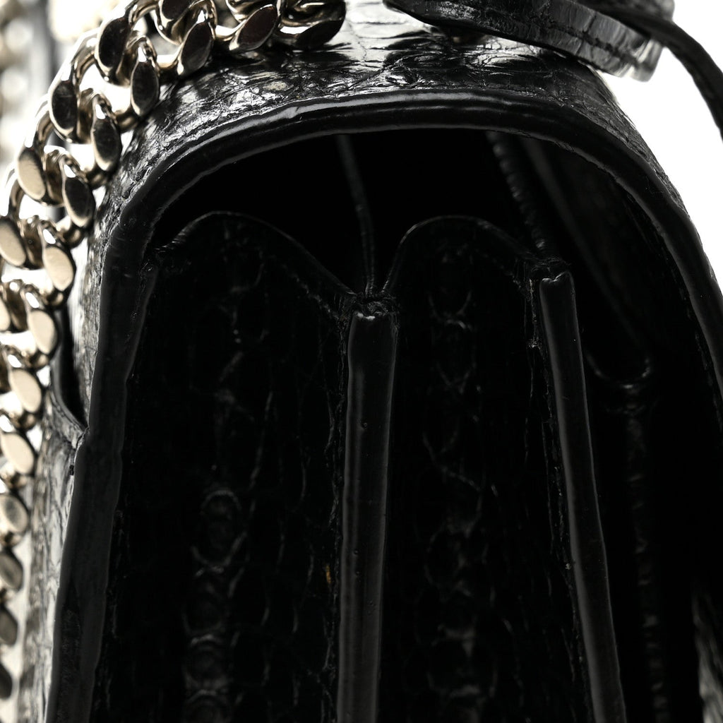 Calfskin Crocodile Embossed Medium Monogram Sunset Black