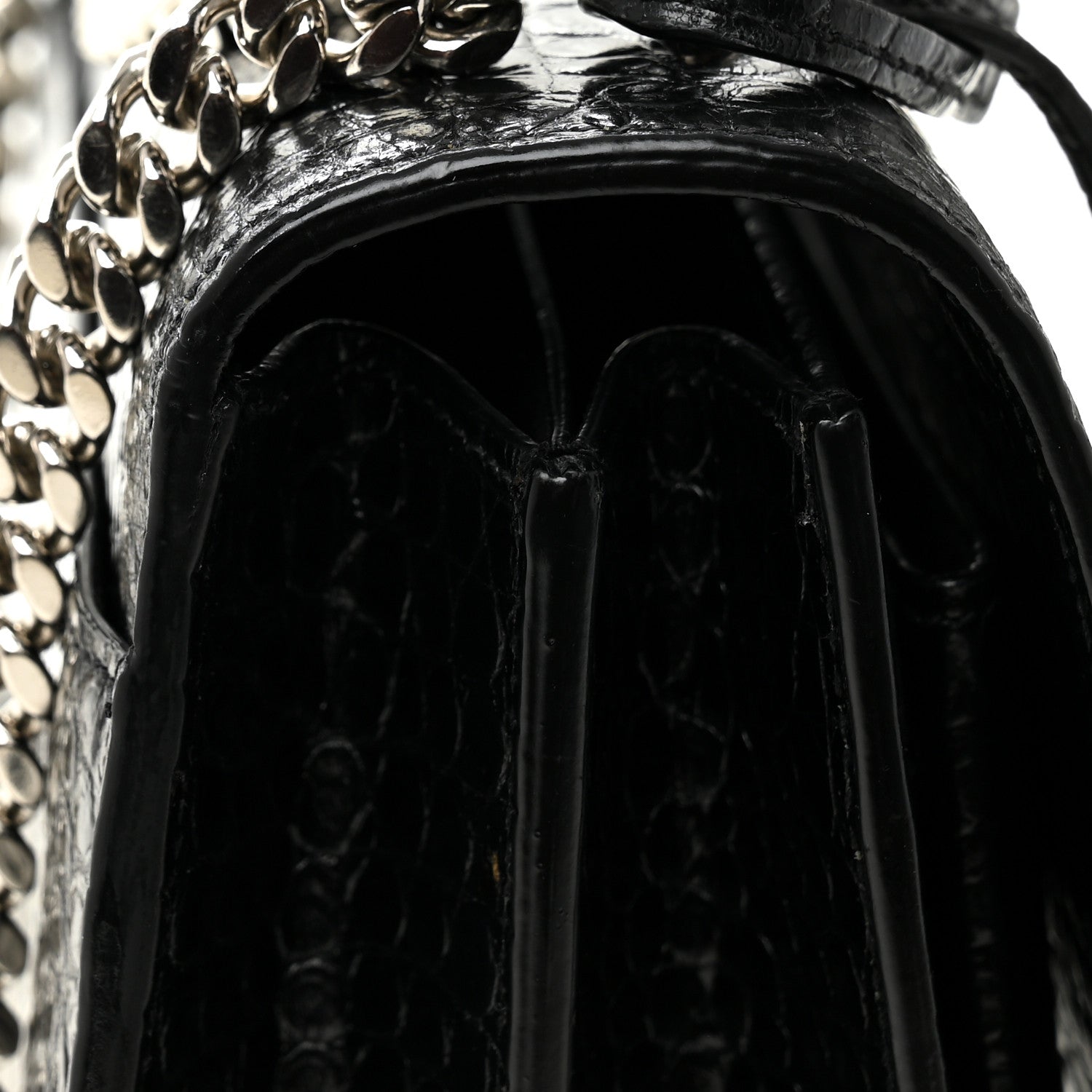Calfskin Crocodile Embossed Medium Monogram Sunset Black