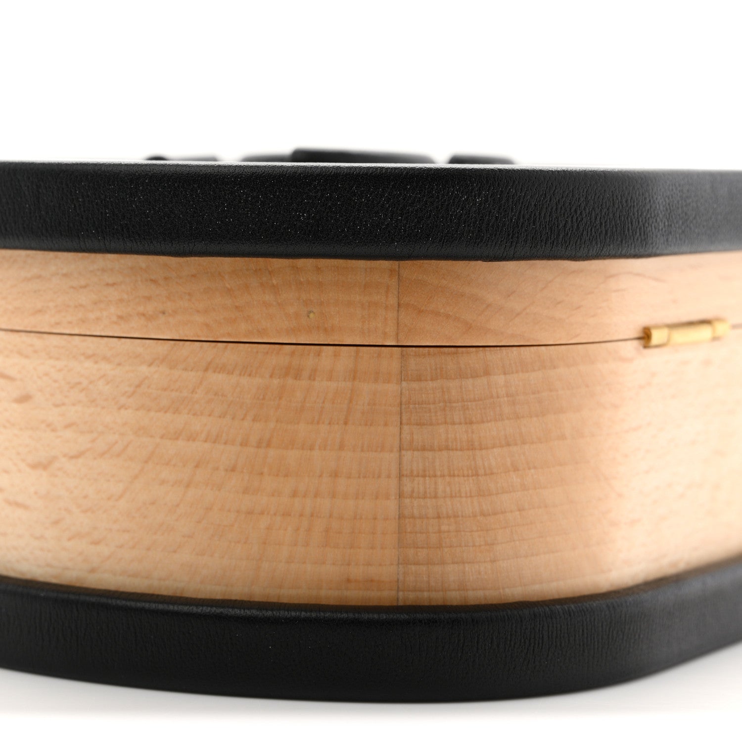Beech Wood Lambskin Round CC Vanity Case Black