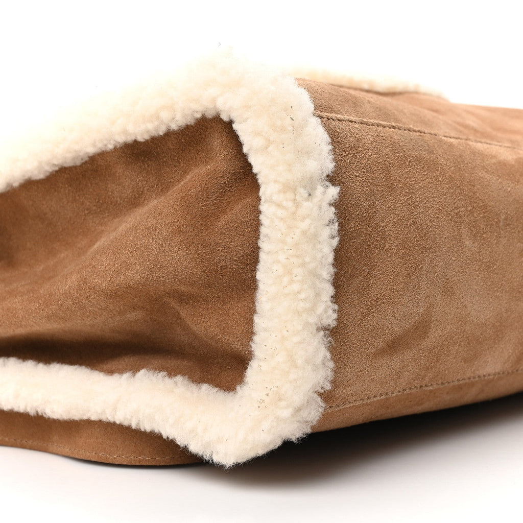 X UGG Suede Shearling Medium Shopping Bag Chestnut