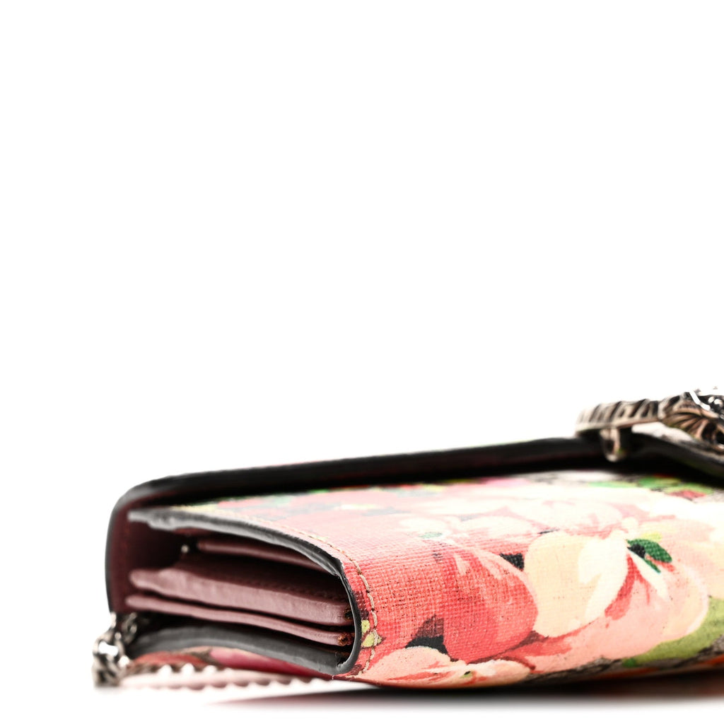 GG Supreme Monogram Blooms Dionysus Chain Clutch Wallet Beige Multicolor Dry Rose