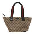 GG Monogram Small Web Handle Bucket Tote Dark Brown