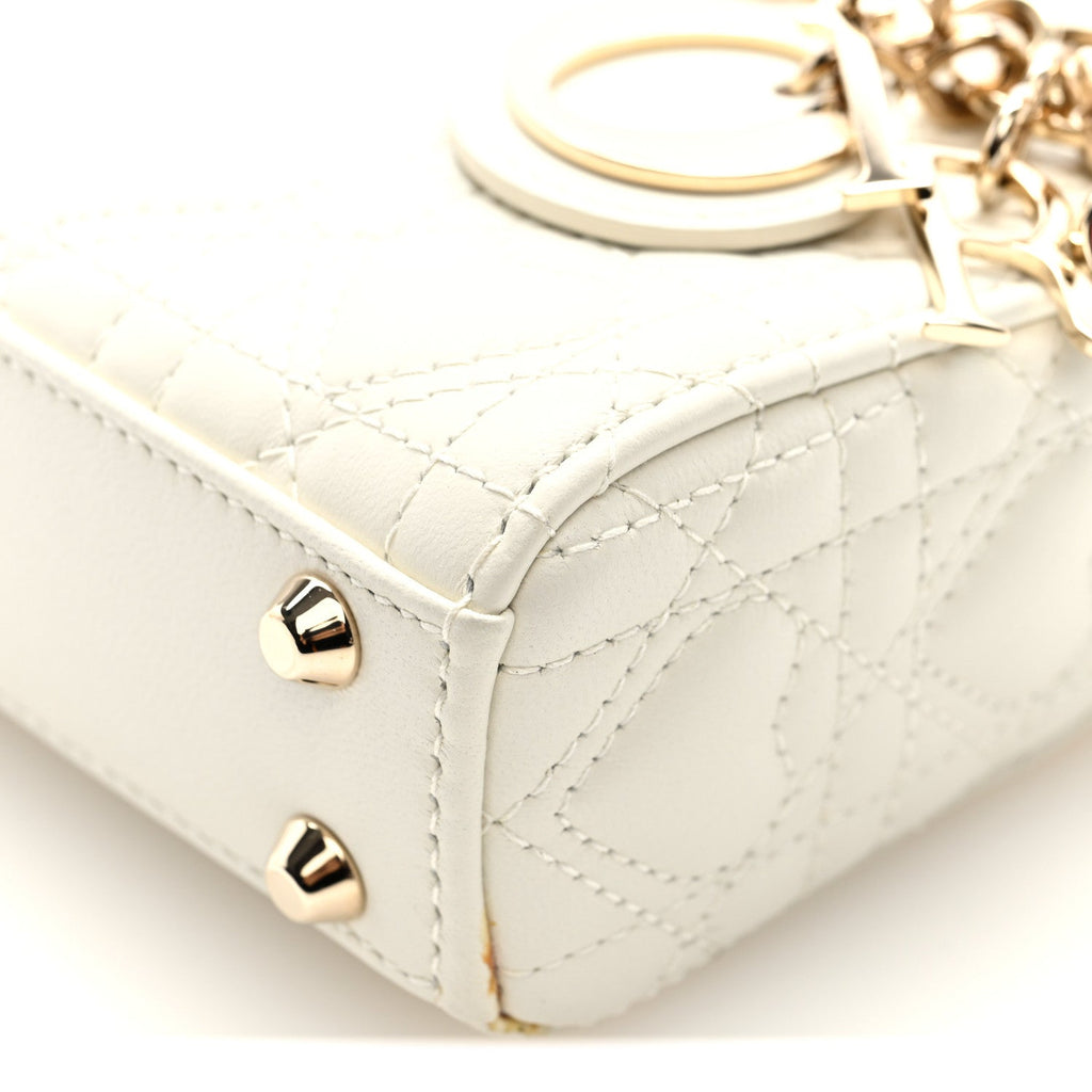 Calfskin Cannage Dioramour Micro Lady Dior Dior White