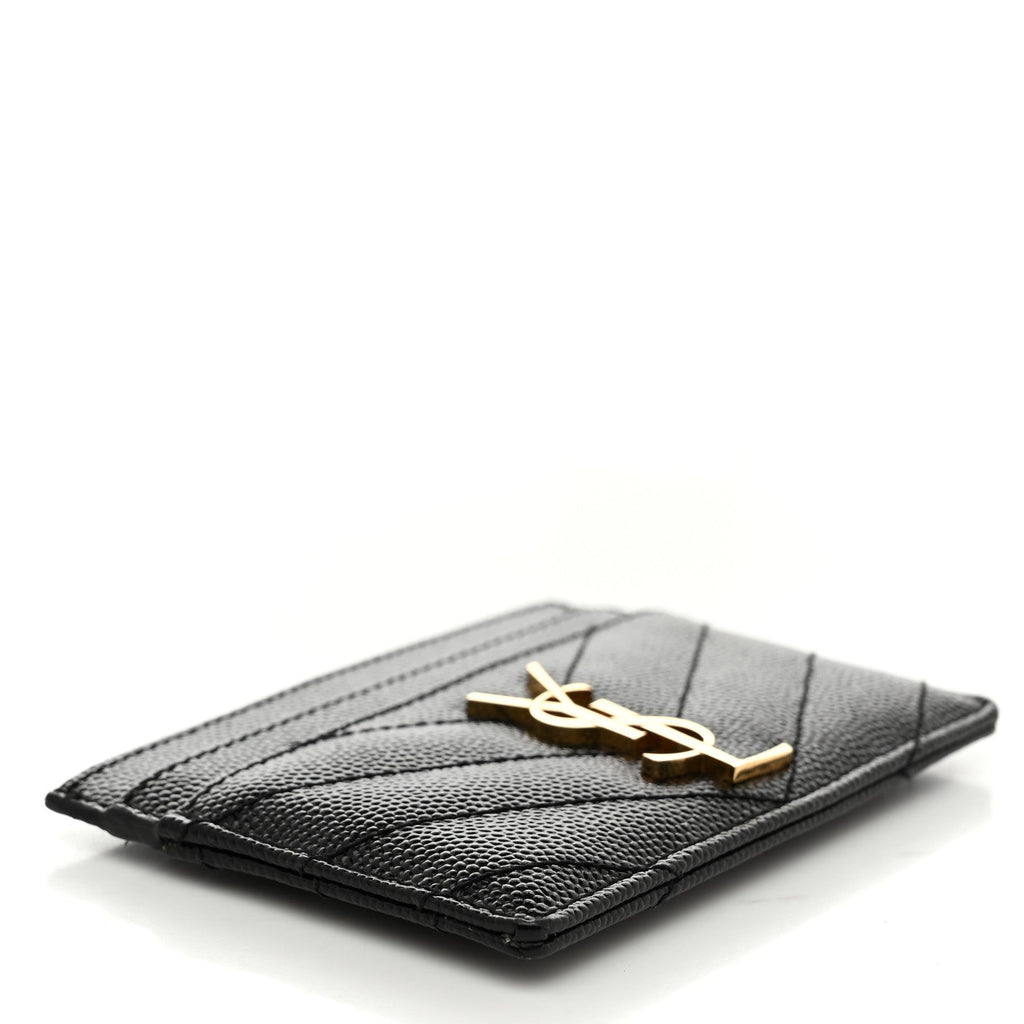 Grain De Poudre Matelasse Chevron Monogram Credit  Case Black