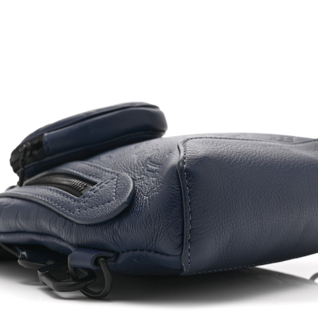 Calfskin Shadow Monogram Duo Slingbag Navy