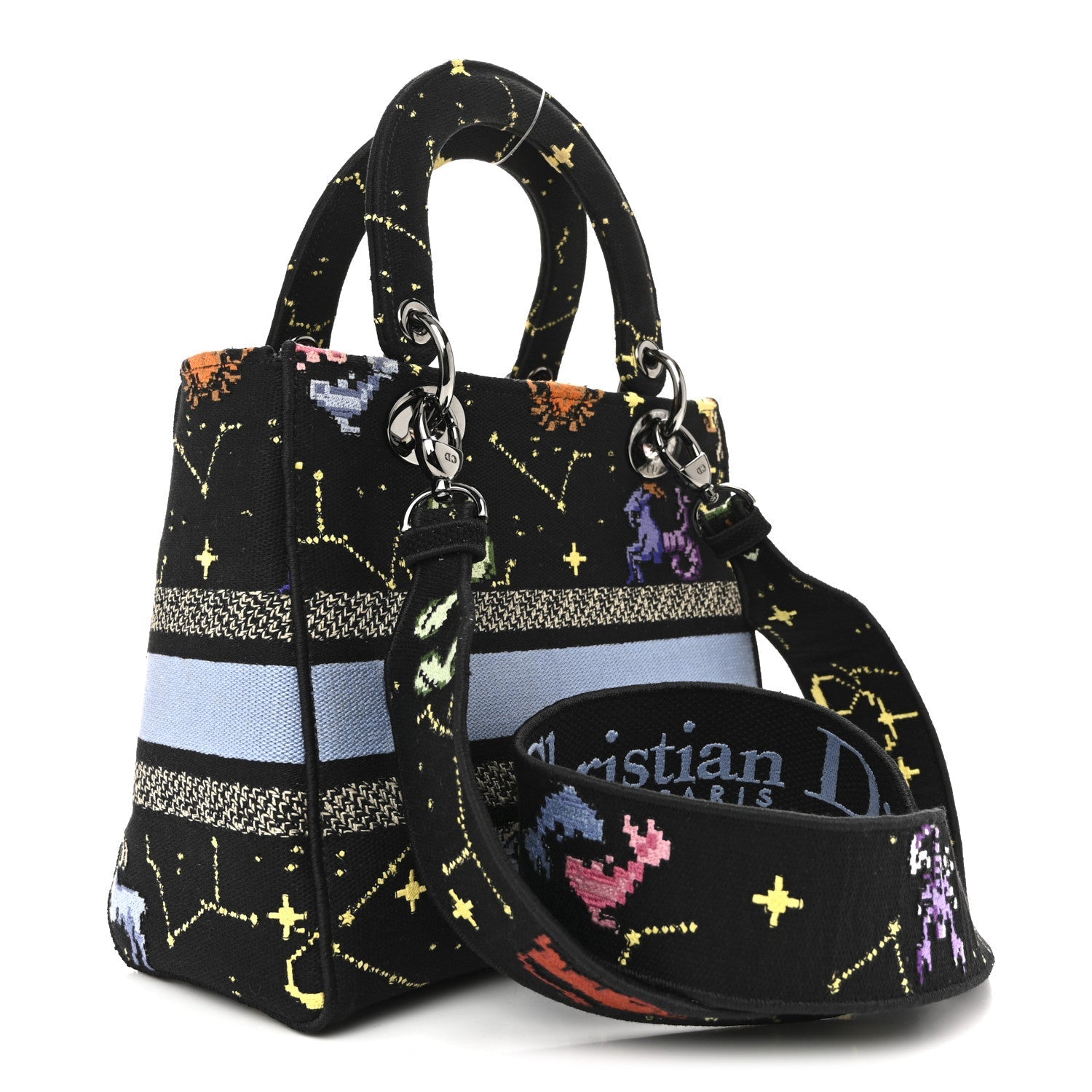 Canvas Pixel Zodiac Embroidered Medium Lady D-Lite Nero Multicolor