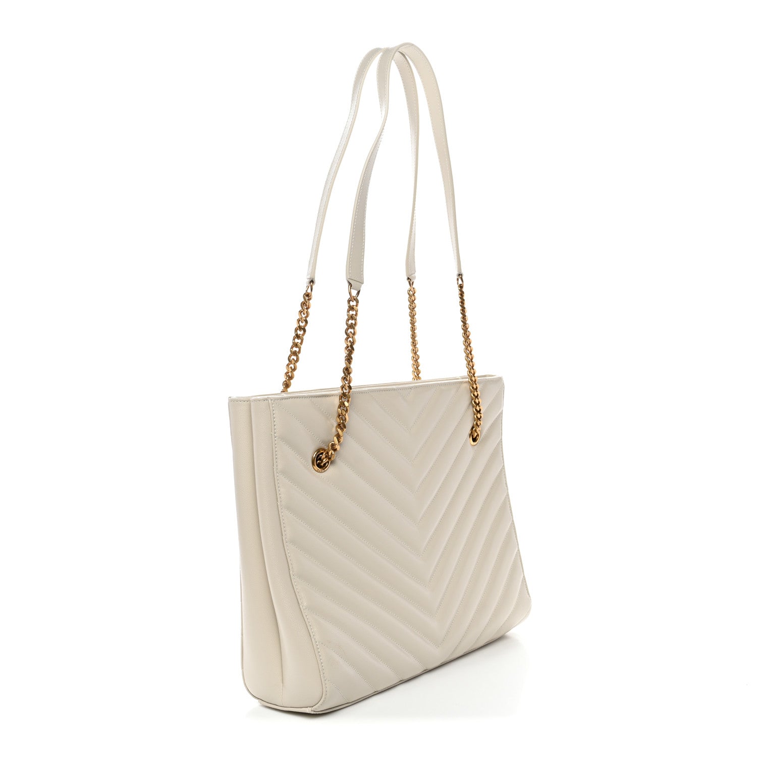 Grain de Poudre Matelasse Chevron Medium Tribeca Shopping Bag Crema Soft