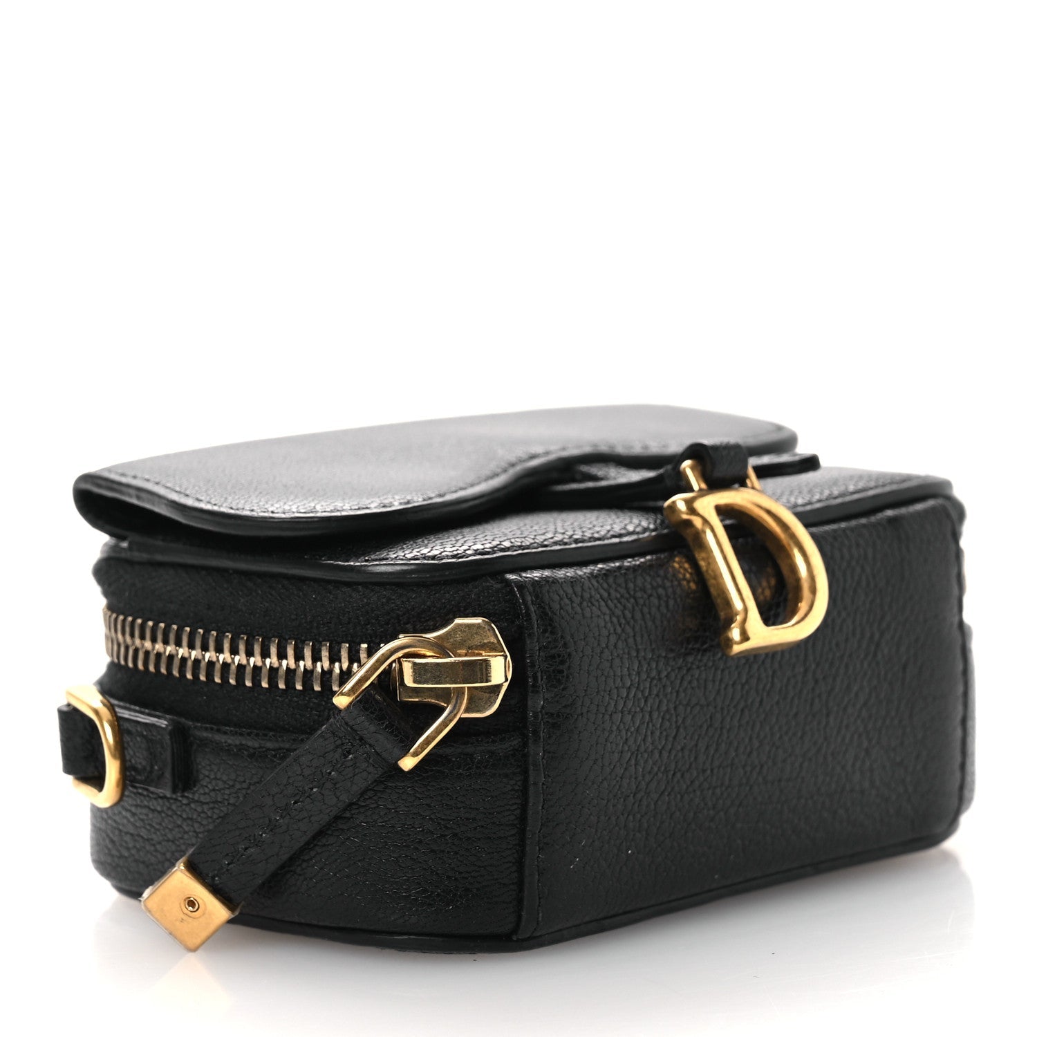 Goatskin Mini Saddle Shoulder Strap Pouch Black