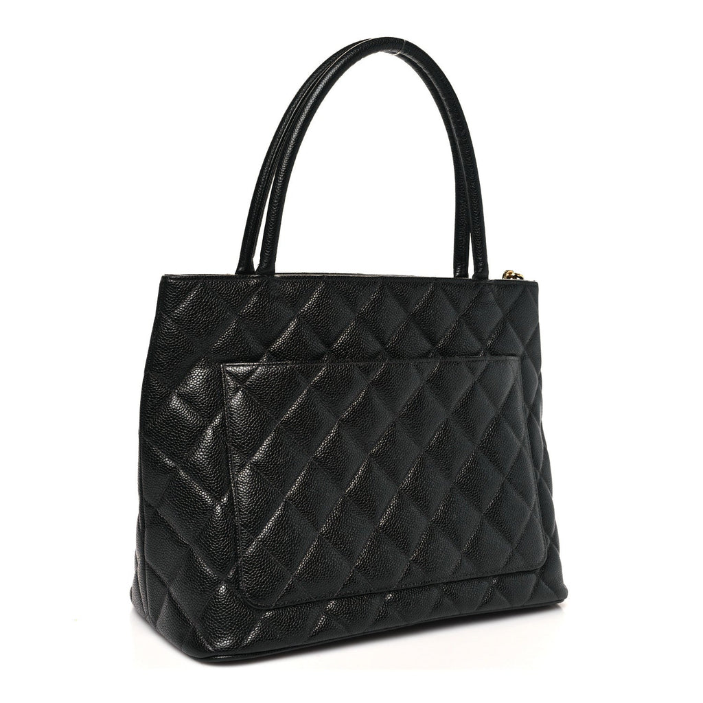 Caviar Quilted Medallion Tote Black