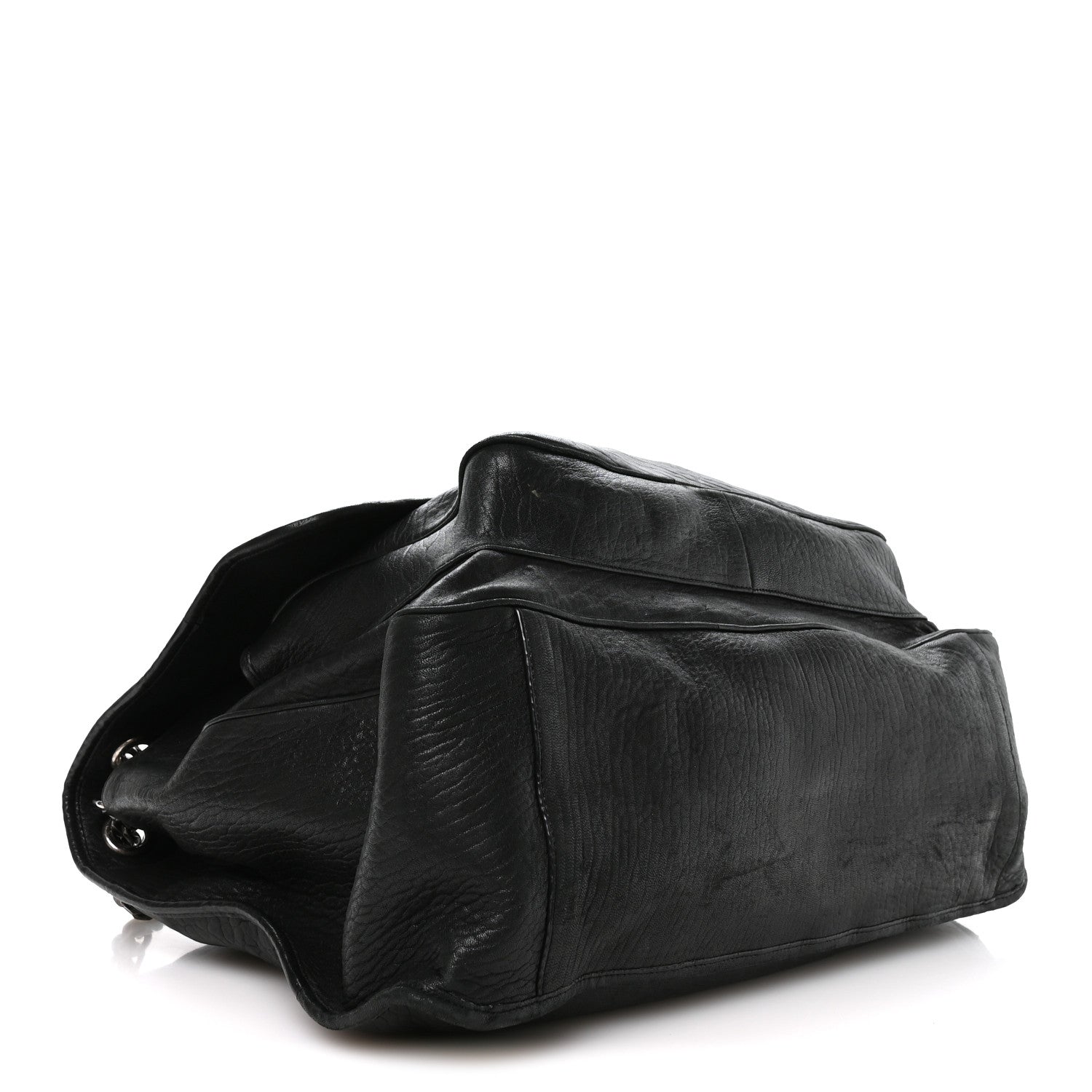 Grained Lambskin Monogram Oversized Niki Chain Satchel Black