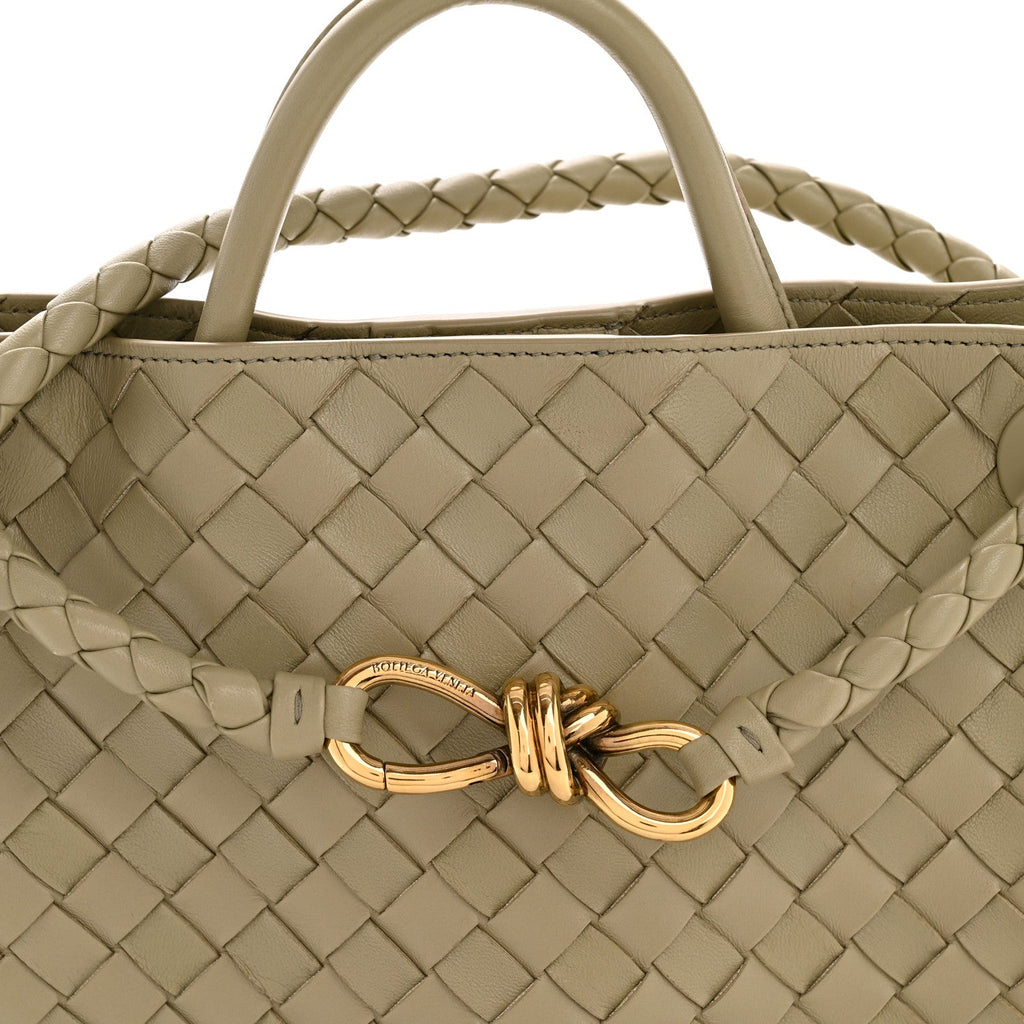 Nappa Intrecciato Medium Andiamo Shoulder Bag Travertine