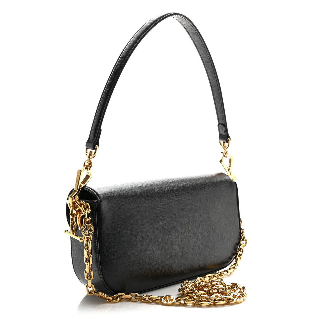 Azalea Calfskin Small Horsebit 1955 Chain Shoulder Bag Black
