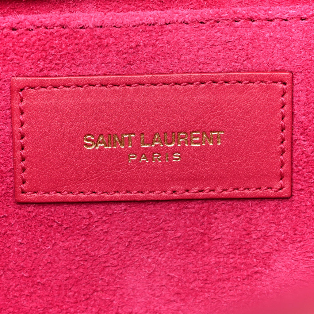 Calfskin Classic Y Ligne Clutch Fuchsia