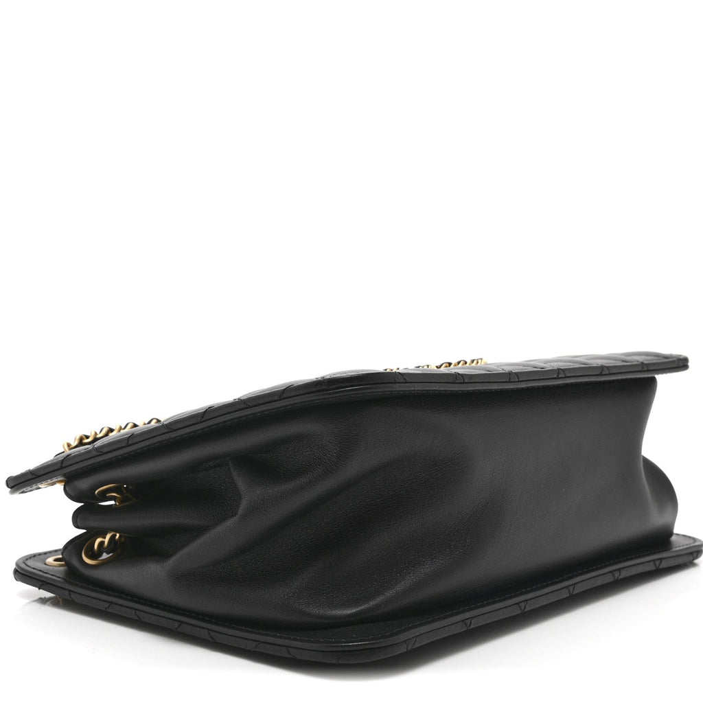 Calfskin Quilted CC Chain Accordion Tote Black