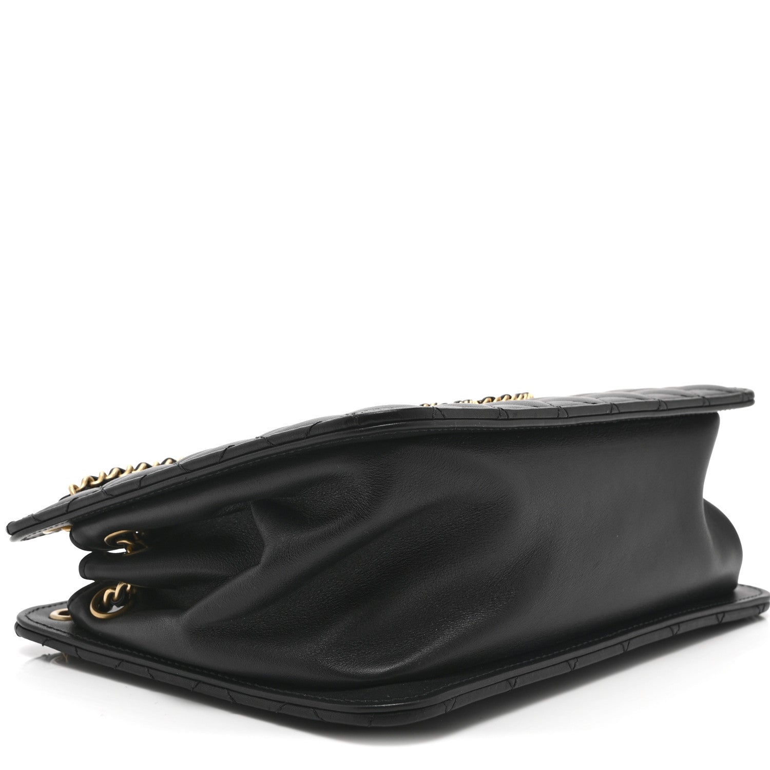 Calfskin Quilted CC Chain Accordion Tote Black