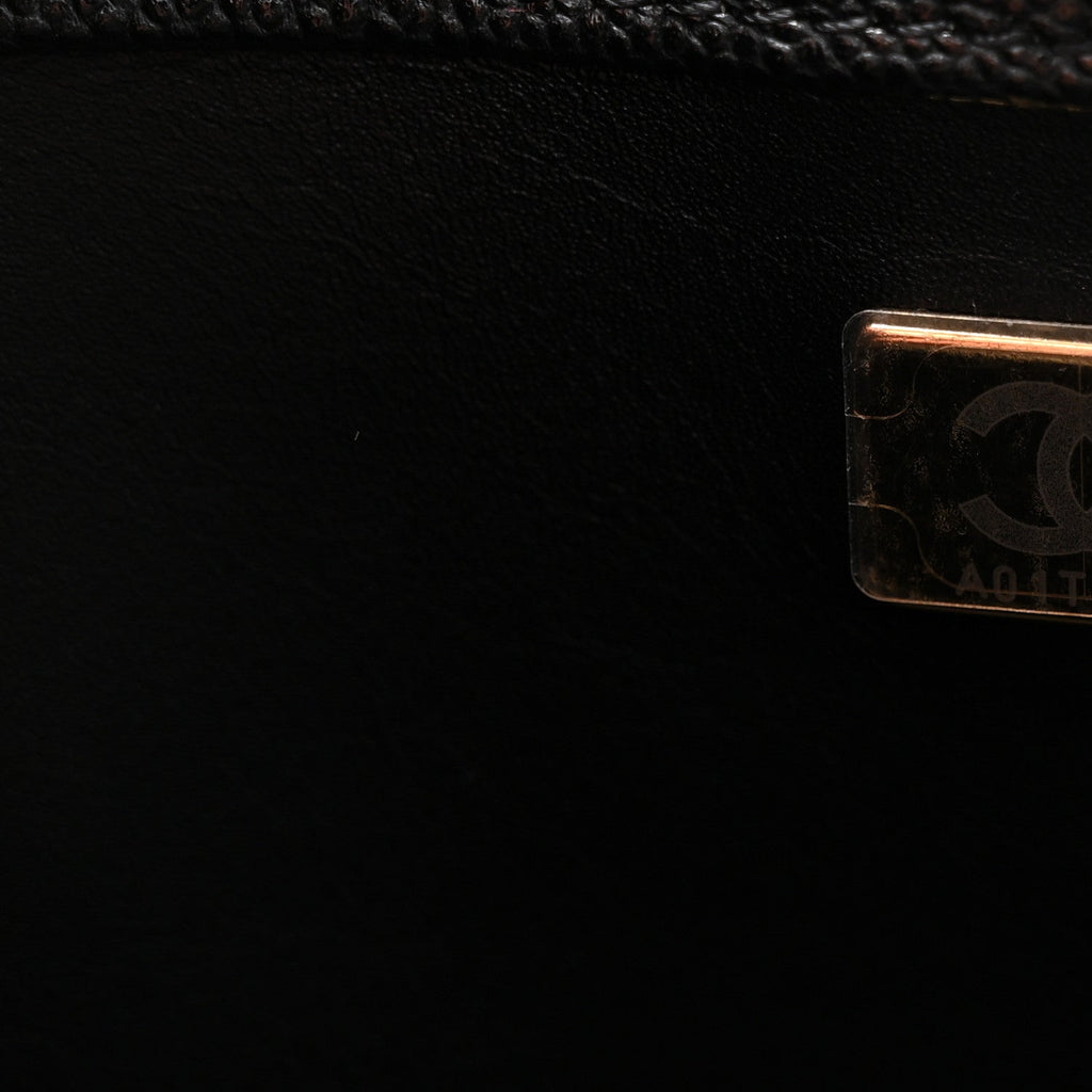 Caviar Quilted Small Shopping Tote Black