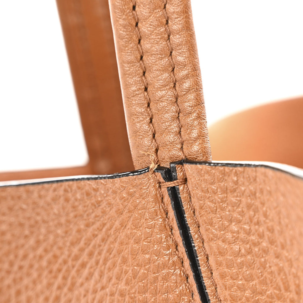 Grained Calfskin Large Spin Tote Clay Brown