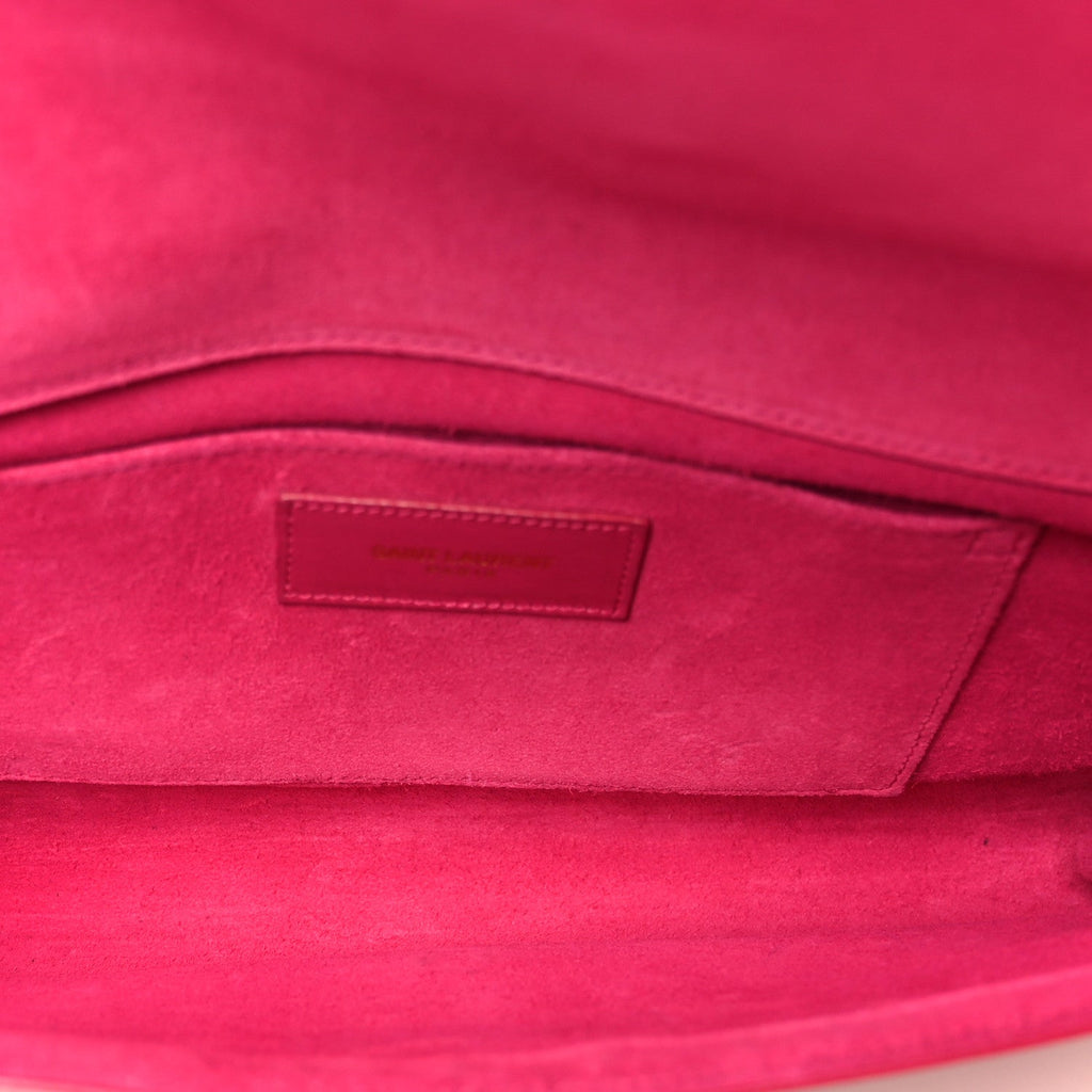 Calfskin Classic Y Ligne Clutch Fuchsia