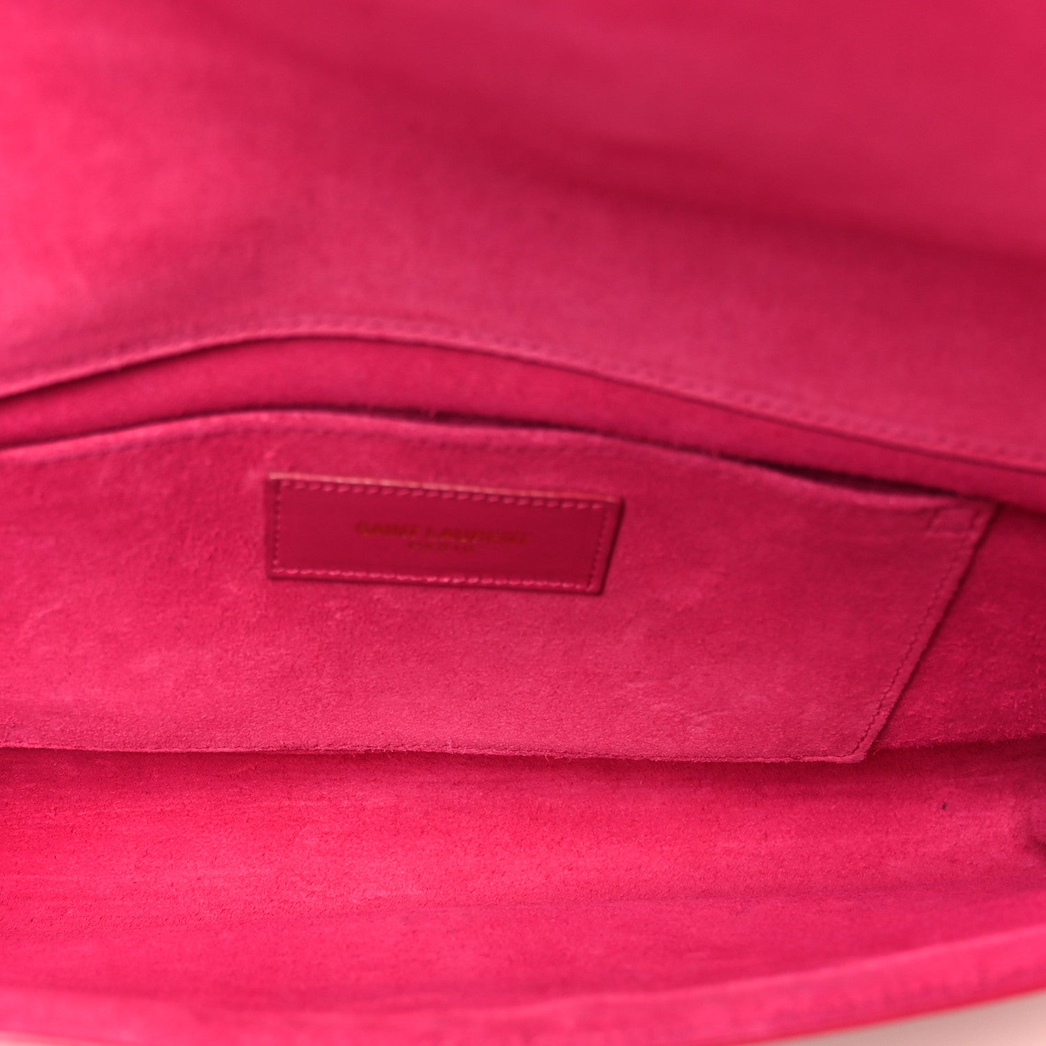 Calfskin Classic Y Ligne Clutch Fuchsia