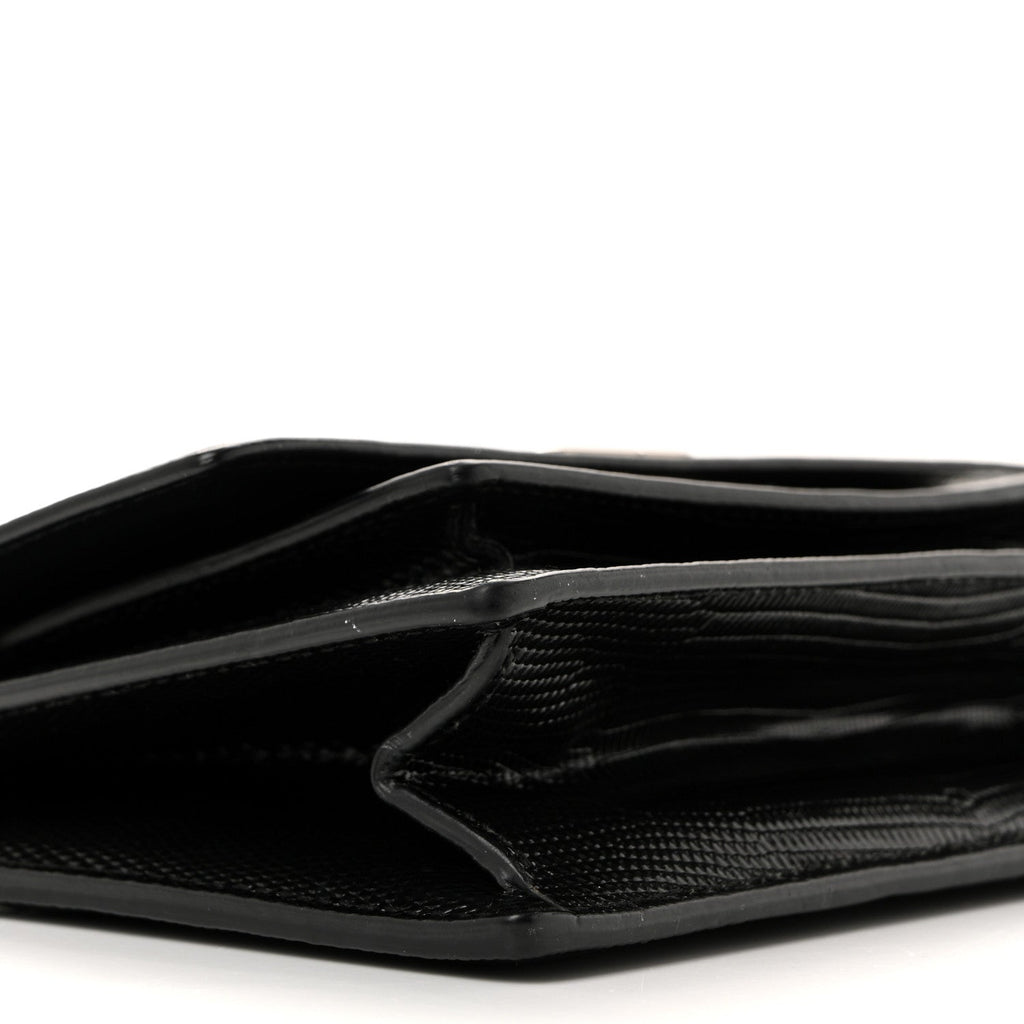 Patent Calfskin Lizard Embossed XS Sharp Top Handle Bag Black