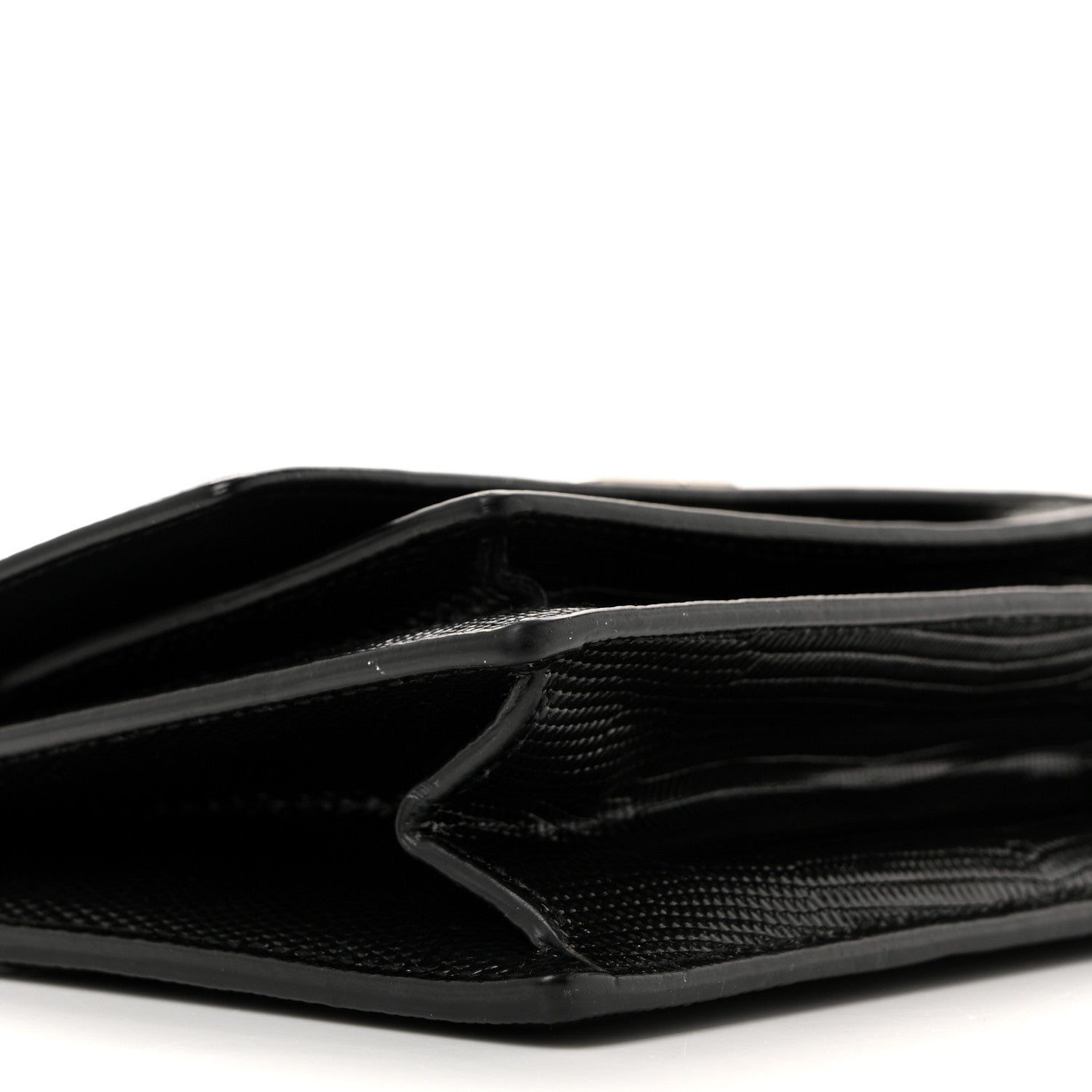 Patent Calfskin Lizard Embossed XS Sharp Top Handle Bag Black