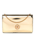 Patent Metallic Crystal Medusa Clutch On Chain Gold