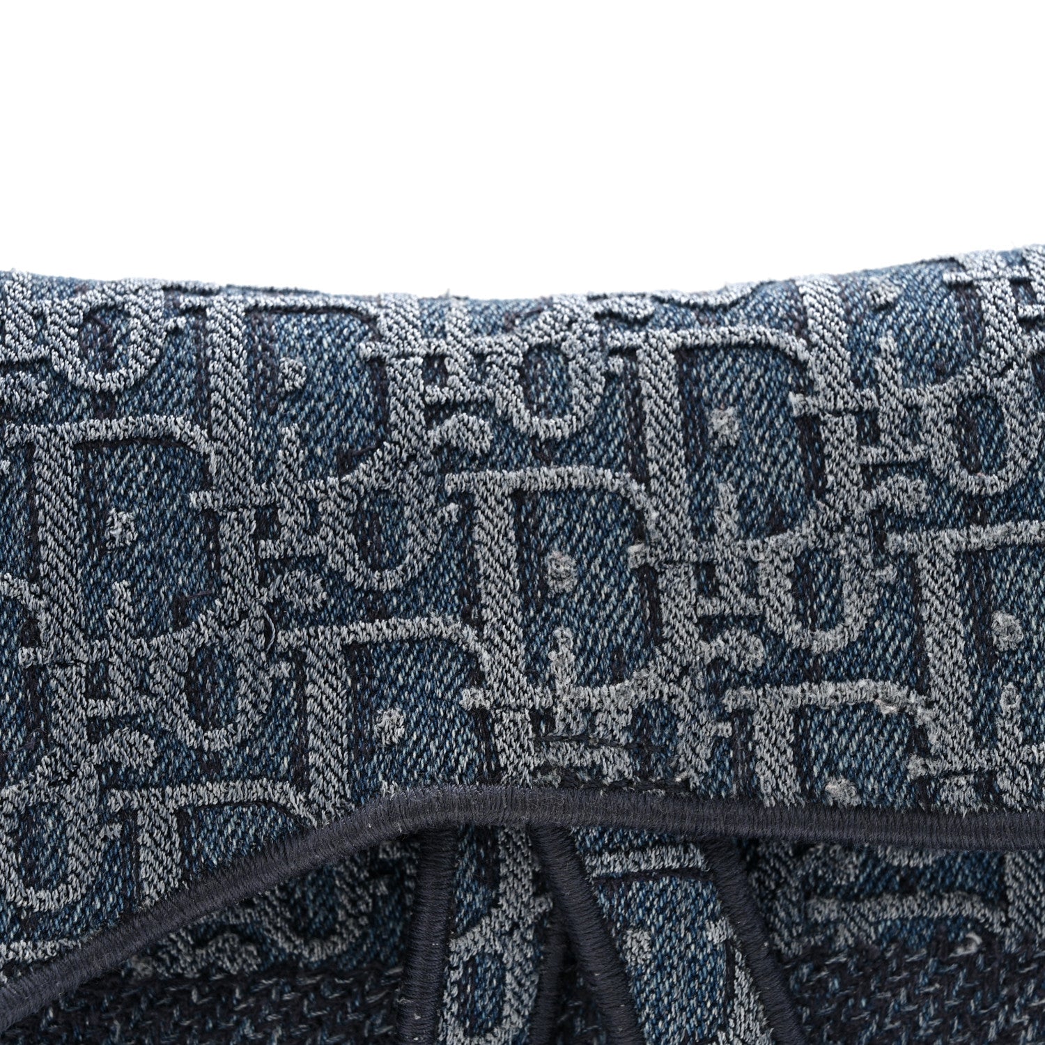 Oblique Embroidered Saddle Bag Denim Blue