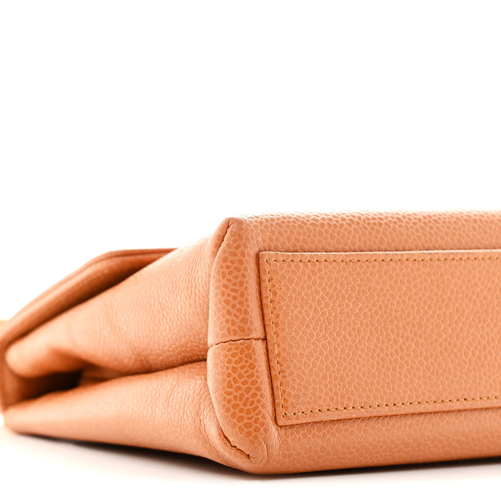 Caviar Top Handle Kelly Flap Brown