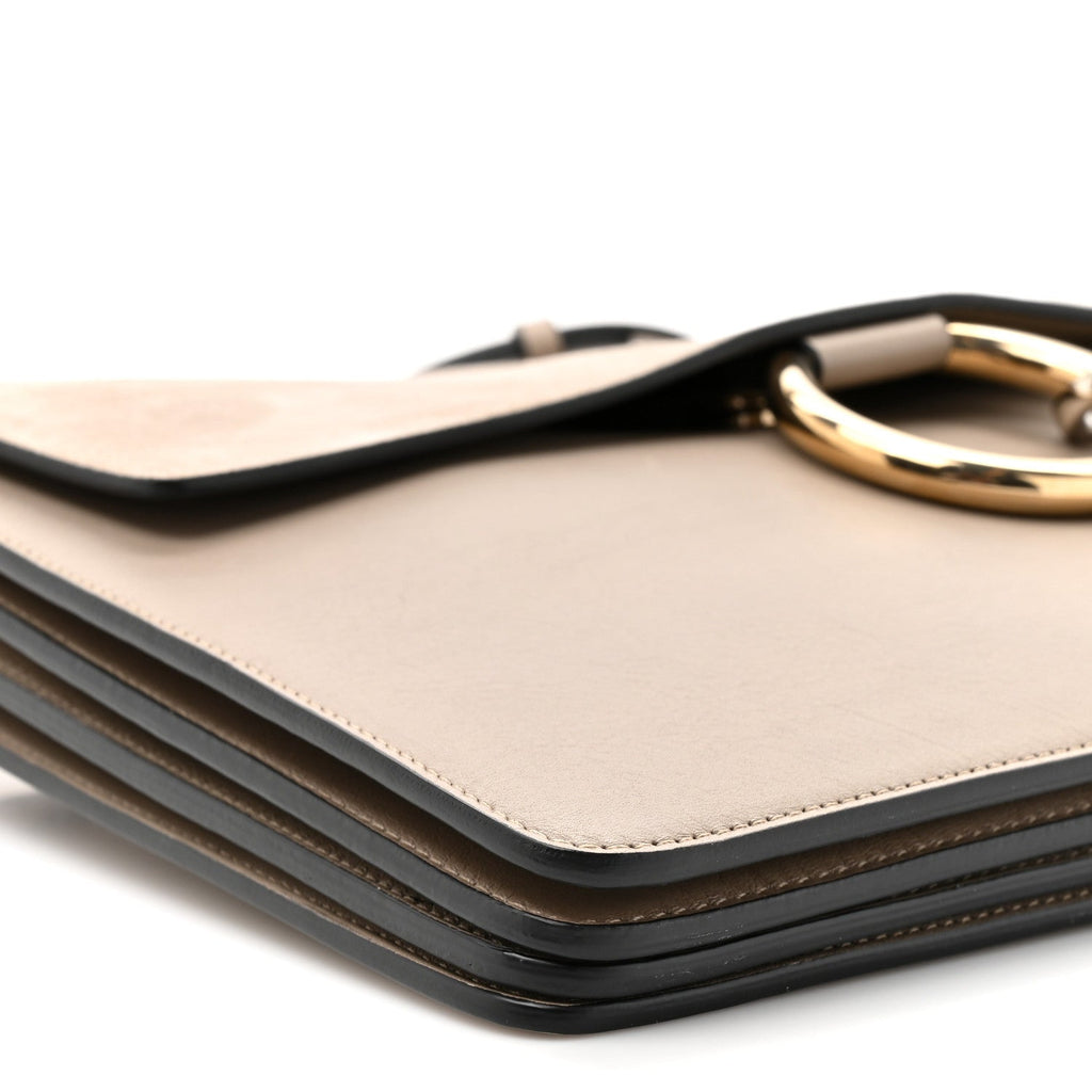 Calfskin Suede Medium Faye Shoulder Bag Motty Grey
