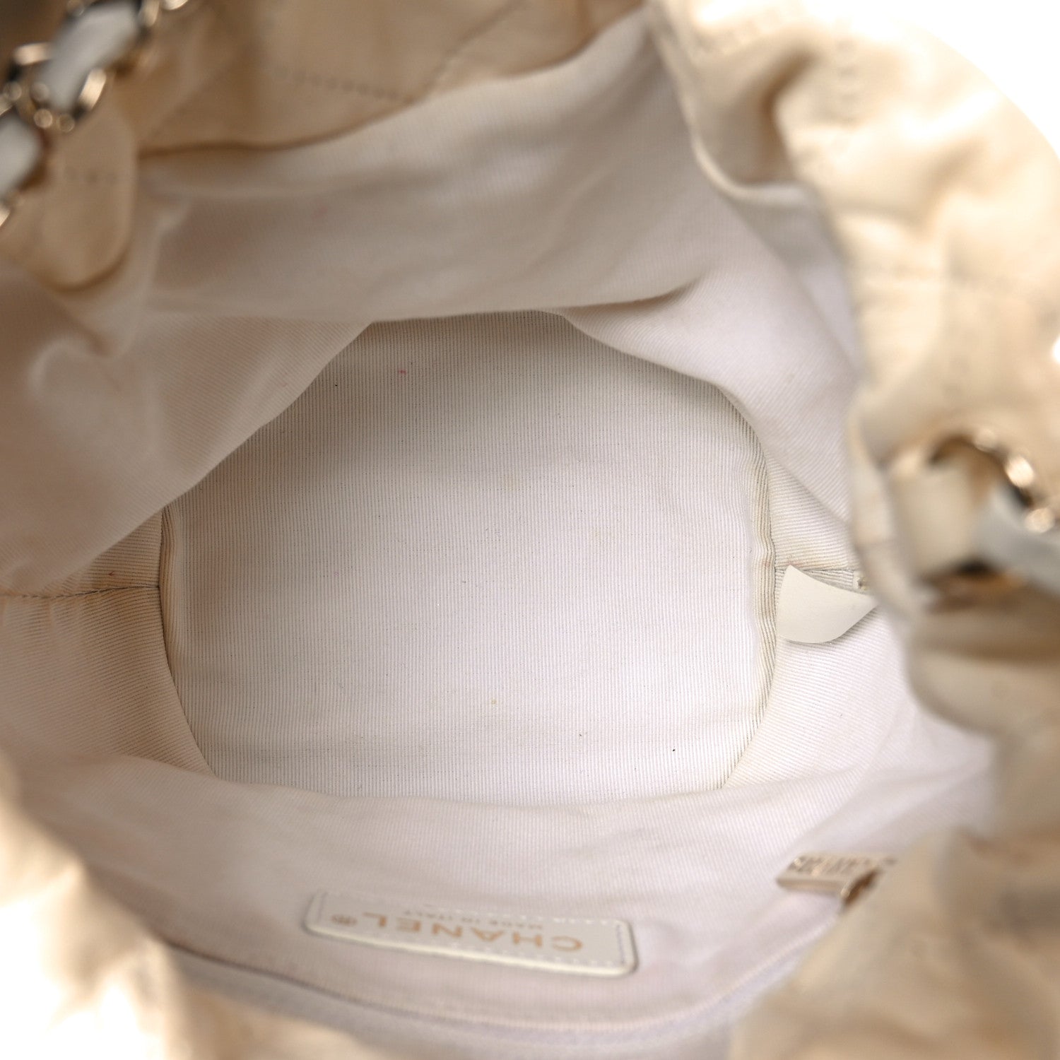 Lambskin Quilted Pearl Mini About Pearls Drawstring Bag White