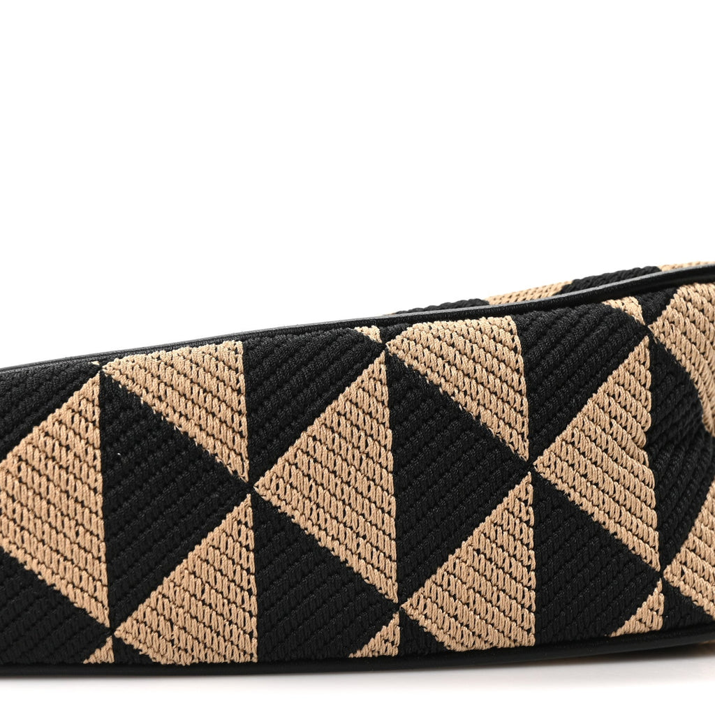 Jacquard Calfskin Triangolo Symbole Embroidered Mini Triangle Double Bag Black Corda