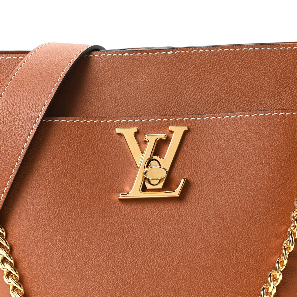 Calfskin Lock and Walk Bucket Cognac