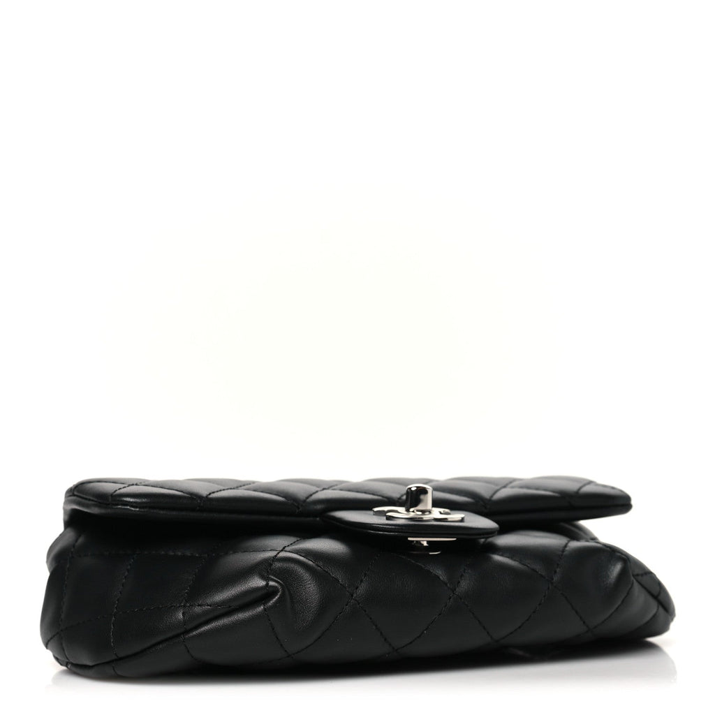 Calfskin Quilted CC Uniform Flap Belt Bag Black