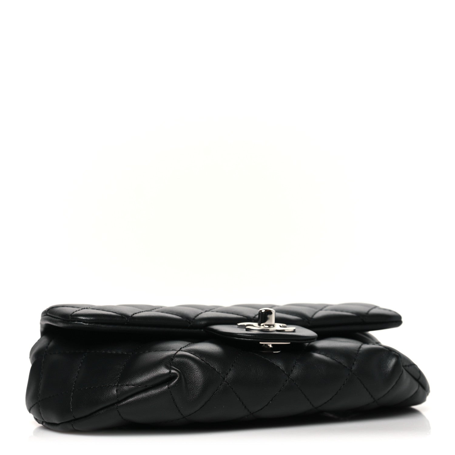 Calfskin Quilted CC Uniform Flap Belt Bag Black