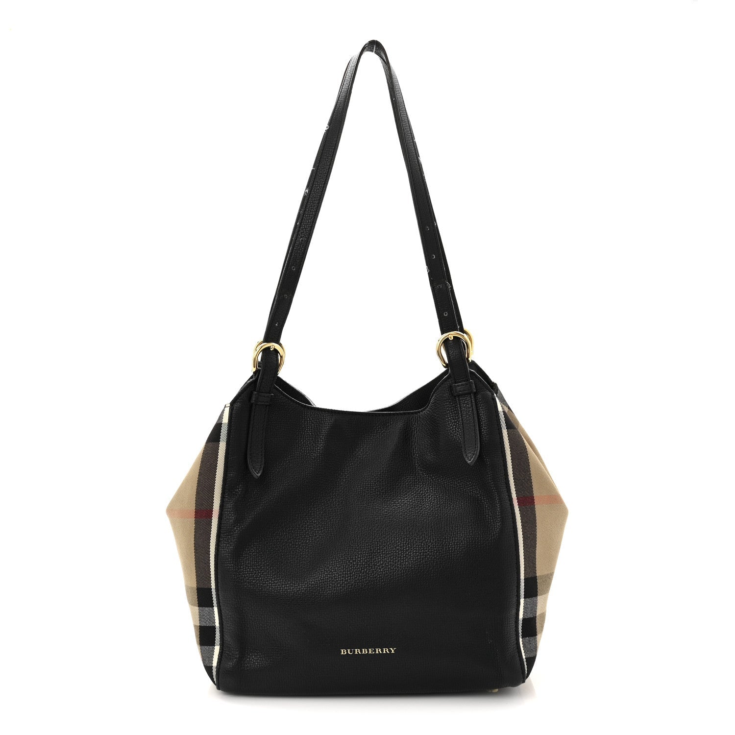 Grainy Calfskin House Check Small Canterbury Black