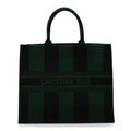 Canvas Embroidered Checkered Book Tote Black Green